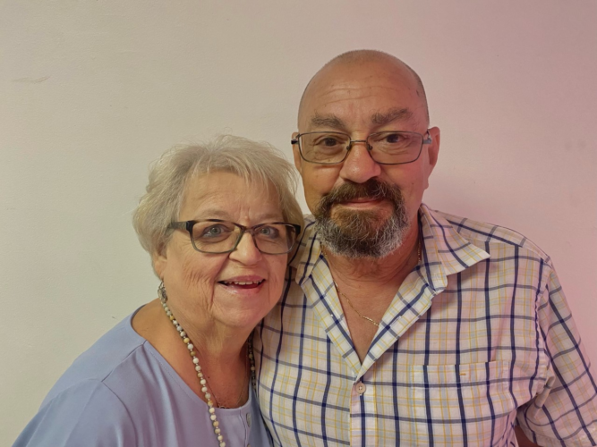 Couple marks anniversary with family